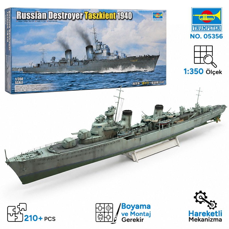 Trumpeter 05356 Russian Destroyer Taszkient 1940 Maket Model Kit