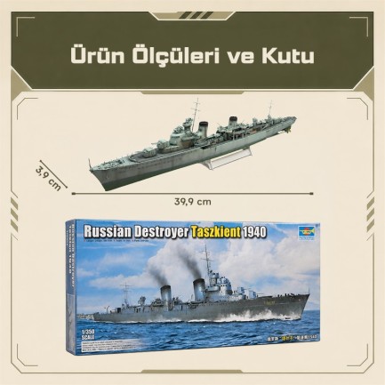 Trumpeter 05356 Russian Destroyer Taszkient 1940 Maket Model Kit - Thumbnail