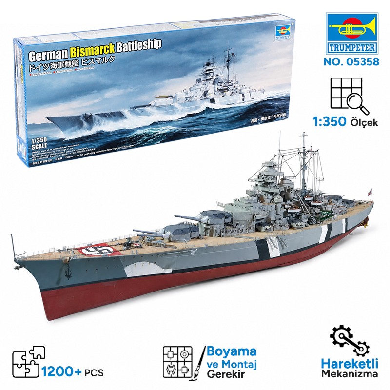 Trumpeter 05358 German Bismarck Battleship Maket Model Kit