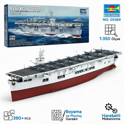 Trumpeter - Trumpeter 05369 USS CVE-26 Sangamon Maket Model Kit