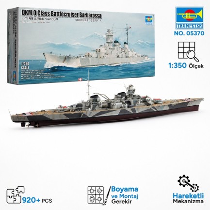 Trumpeter - Trumpeter 05370 DKM O Class Battlecruiser Barbarossa Maket Model Kit
