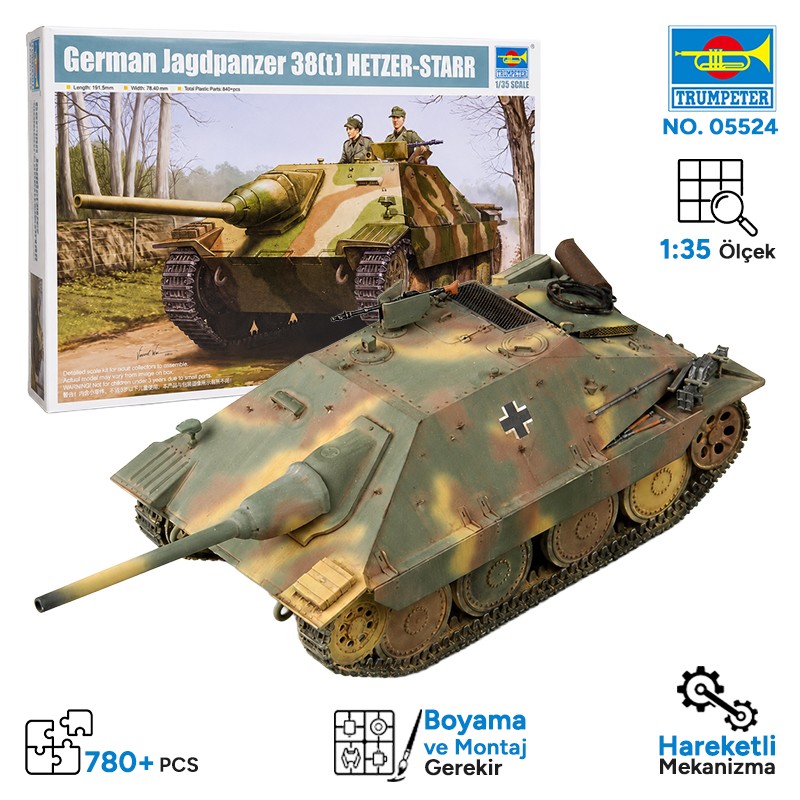 Trumpeter 05524 German Jagdpanzer 38(t) STARR Maket Model Kit