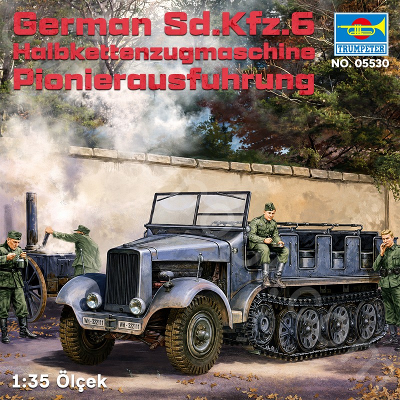 Trumpeter 05530 German Sd.Kfz.6 Halbkettenzugmaschine Pionierausfuhrung Maket Model Kit