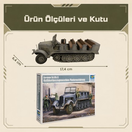 Trumpeter 05530 German Sd.Kfz.6 Halbkettenzugmaschine Pionierausfuhrung Maket Model Kit - Thumbnail