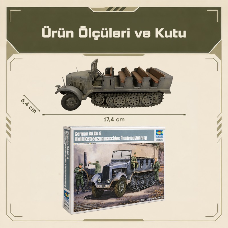 Trumpeter 05530 German Sd.Kfz.6 Halbkettenzugmaschine Pionierausfuhrung Maket Model Kit