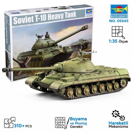 Trumpeter - Trumpeter 05545 Soviet T-10 Heavy Tank Maket Model Kit
