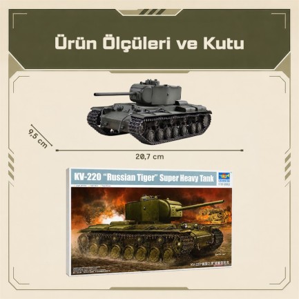 Trumpeter 05553 KV-220 “Russian Tiger” Super Heavy Tank Maket Model Kit - Thumbnail