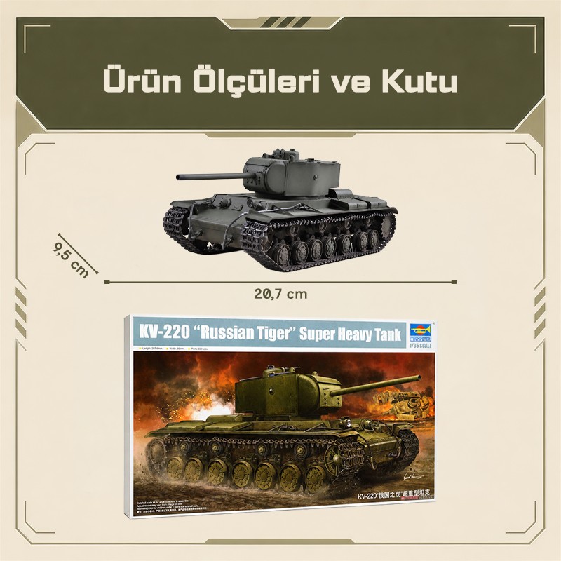 Trumpeter 05553 KV-220 “Russian Tiger” Super Heavy Tank Maket Model Kit
