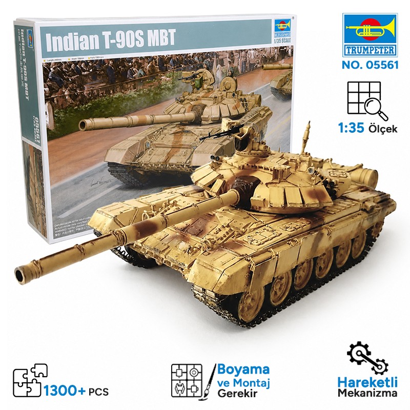 Trumpeter 05561 Indian T-90S MBT Maket Model Kit
