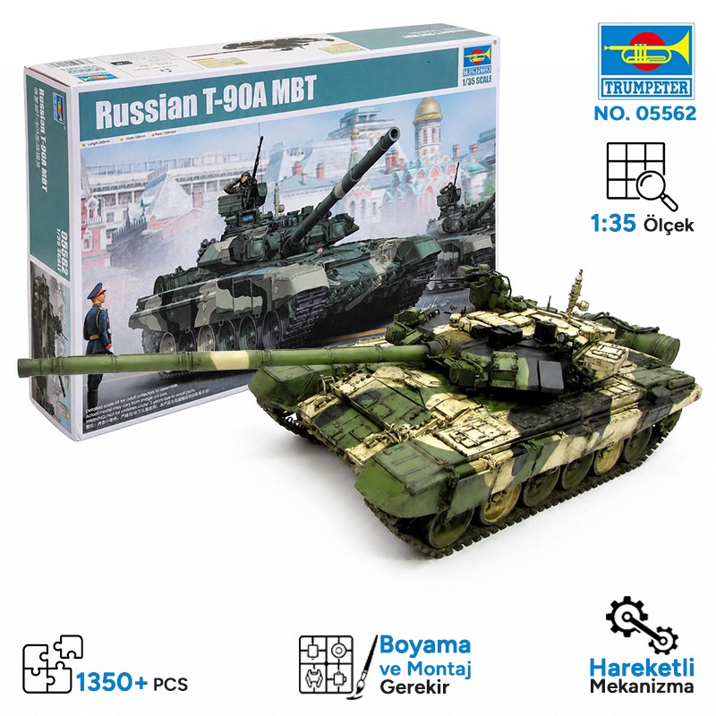 Trumpeter 05562 Russian T-90A MBT Maket Model Kit
