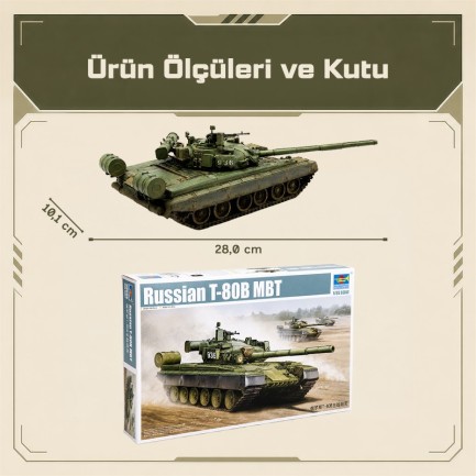 Trumpeter 05565 Russian T-80B MBT Maket Model Kit - Thumbnail