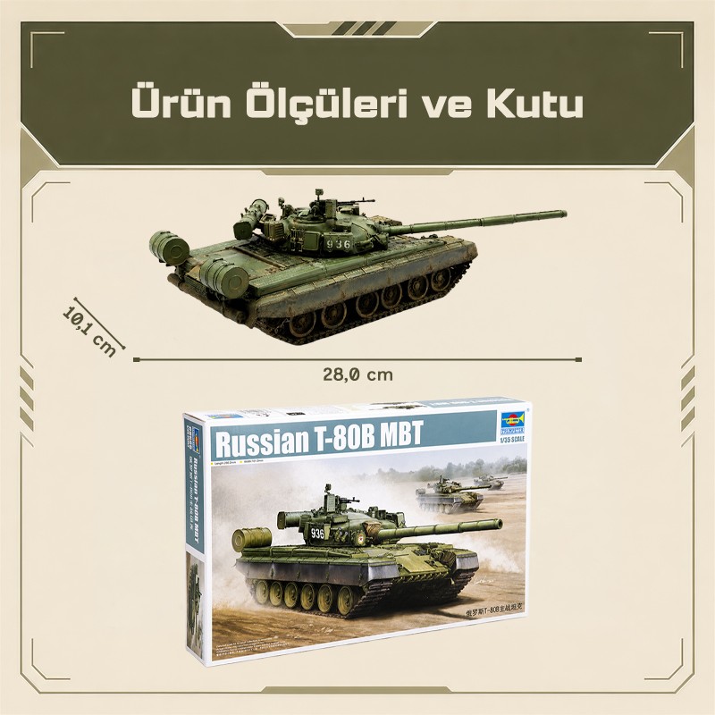 Trumpeter 05565 Russian T-80B MBT Maket Model Kit