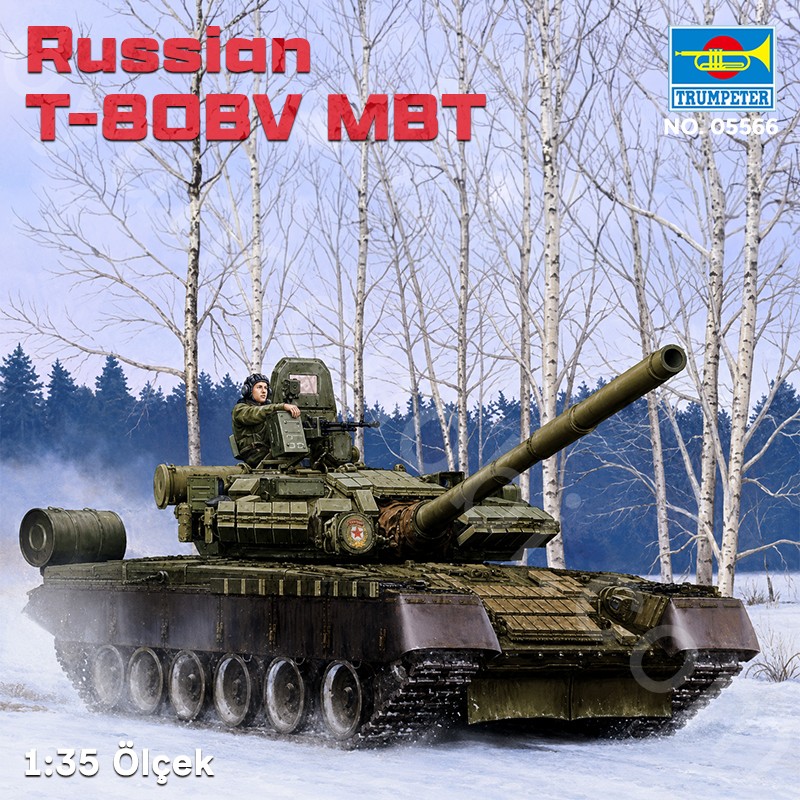 Trumpeter 05566 Russian T-80BV MBT Maket Model Kit