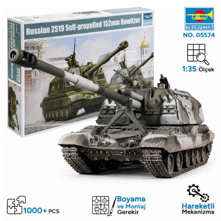 Trumpeter - Trumpeter 05574 Russian 2S19 Self-propelled 152mm Howitzer Maket Model Kit