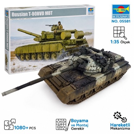 Trumpeter - Trumpeter 05581 Russian T-80BVD MBT Maket Model Kit