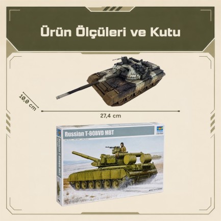 Trumpeter 05581 Russian T-80BVD MBT Maket Model Kit - Thumbnail