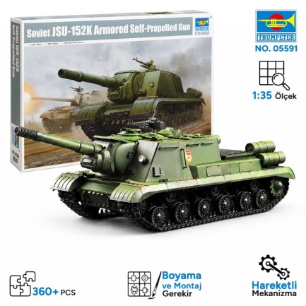 Trumpeter - Trumpeter 05591 Soviet JSU-152K Armored Self-Propelled Gun Maket Model Kit