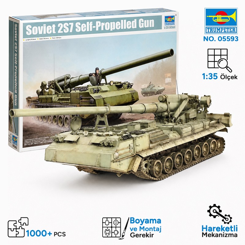 Trumpeter 05593 Soviet 2S7 Self-Propelled Gun Maket Model Kit