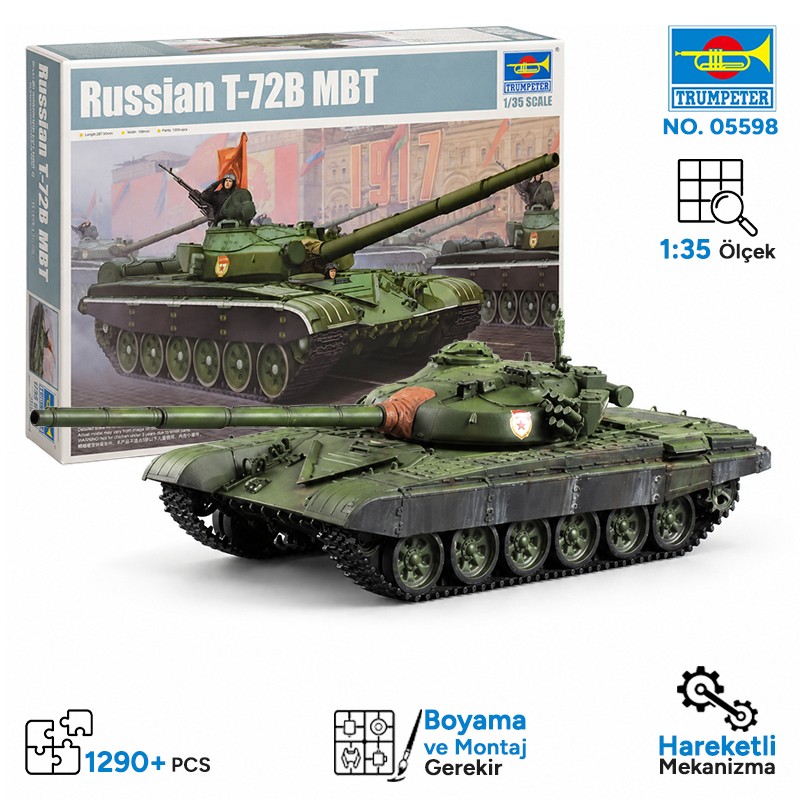 Trumpeter 05598 Russian T-72B MBT Maket Model Kit