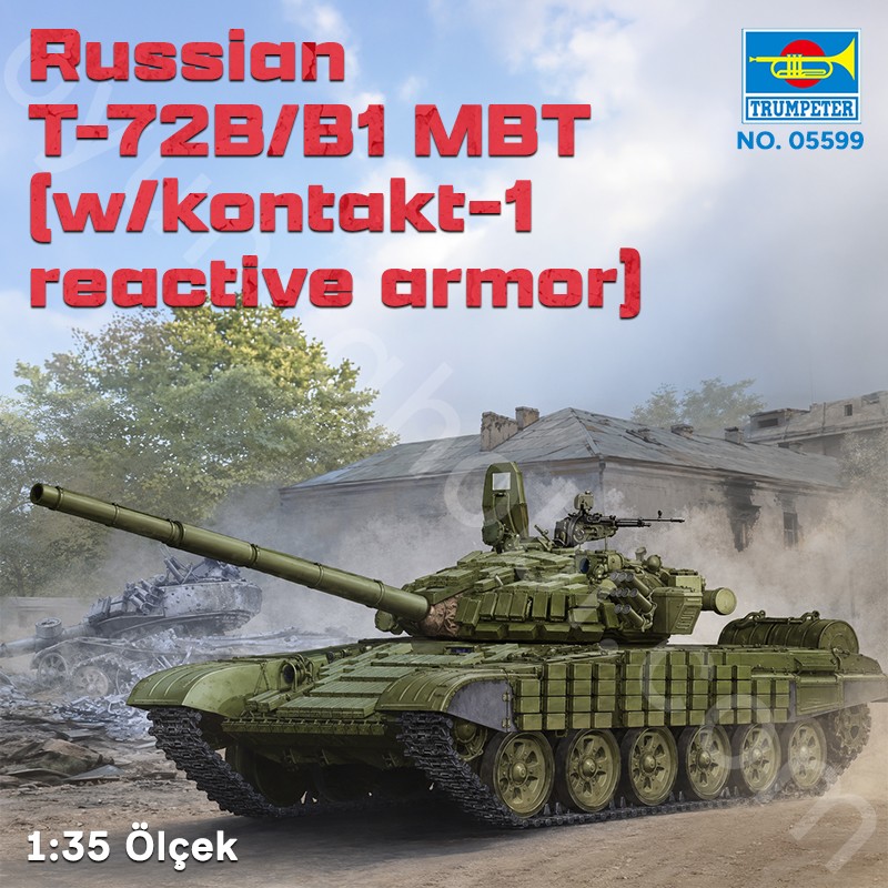 Trumpeter 05599 Russian T-72B/B1 MBT (w/kontakt-1 reactive armor) Maket Model Kit