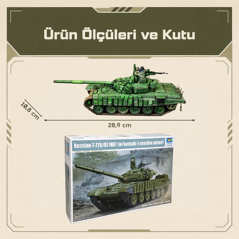Trumpeter 05599 Russian T-72B/B1 MBT (w/kontakt-1 reactive armor) Maket Model Kit