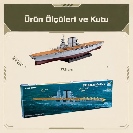 Trumpeter 05607 SARATOGA CV-3 Maket Model Kit - Thumbnail