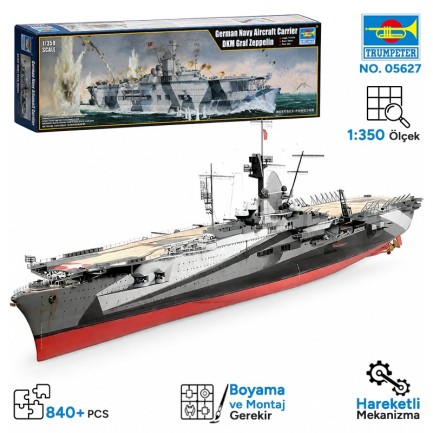 Trumpeter - Trumpeter 05627 German Navy Aircraft Carrier DKM Graf Zeppelin Maket Model Kit