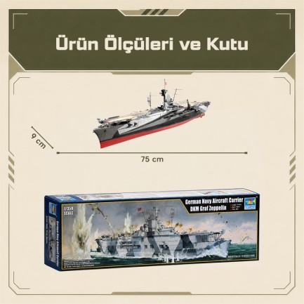 Trumpeter 05627 German Navy Aircraft Carrier DKM Graf Zeppelin Maket Model Kit - Thumbnail