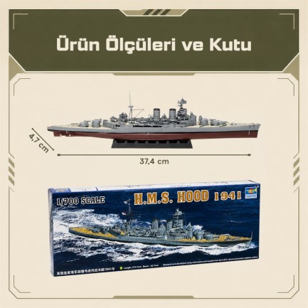 Trumpeter 05740 HMS HOOD 1941 Maket Model Kit - Thumbnail