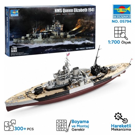 Trumpeter - Trumpeter 05794 HMS Queen Elizabeth 1941 Maket Model Kit