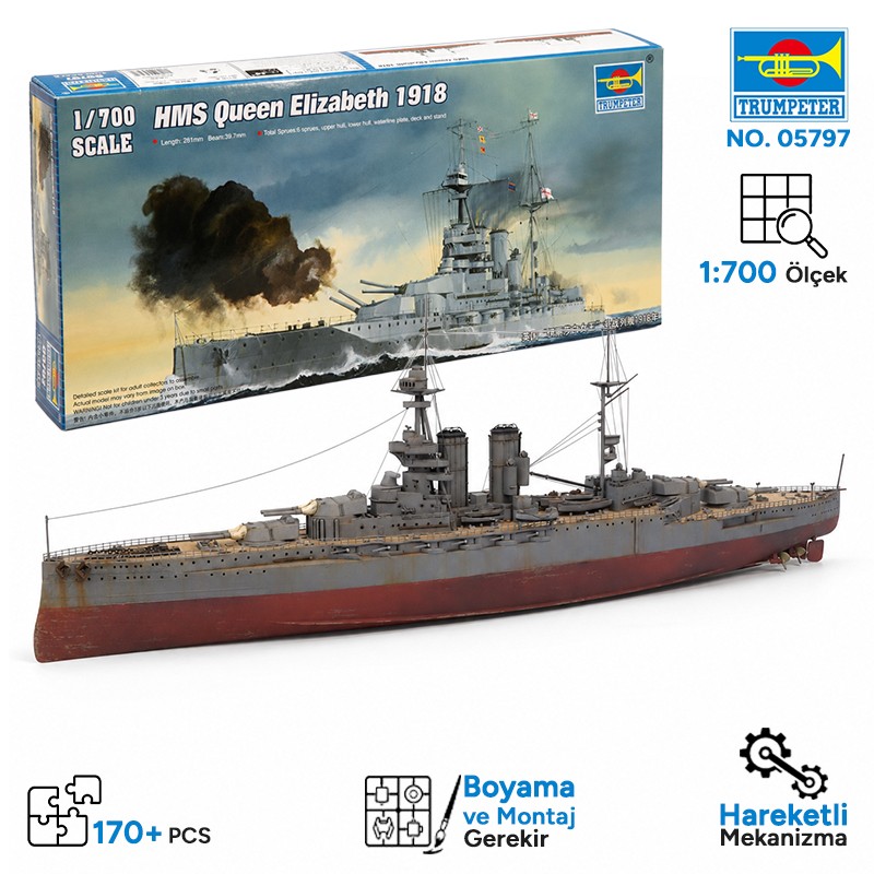 Trumpeter 05797 HMS Queen Elizabeth 1918 Maket Model Kit