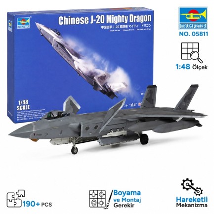 Trumpeter - Trumpeter 05811 Chinese J-20 Mighty Dragon Maket Model Kit