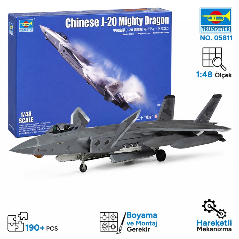 Trumpeter 05811 Chinese J-20 Mighty Dragon Maket Model Kit