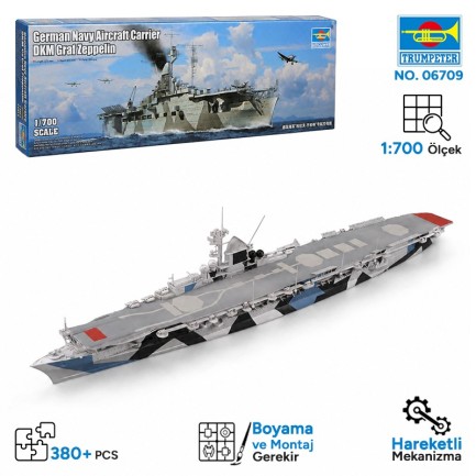 Trumpeter - Trumpeter 06709 German Navy Aircraft Carrier DKM Graf Zeppelin Maket Model Kit