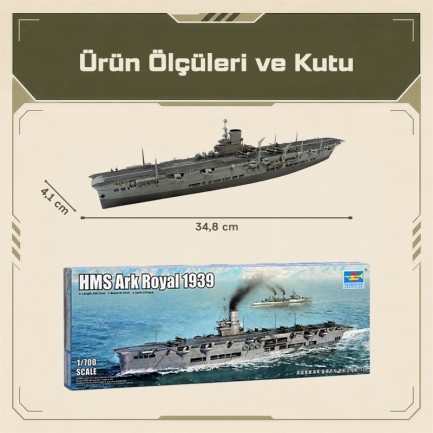 Trumpeter 06713 HMS Ark Royal 1939 Maket Model Kit - Thumbnail