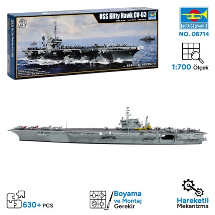 Trumpeter - Trumpeter 06714 USS Kitty Hawk CV-63 Maket Model Kit