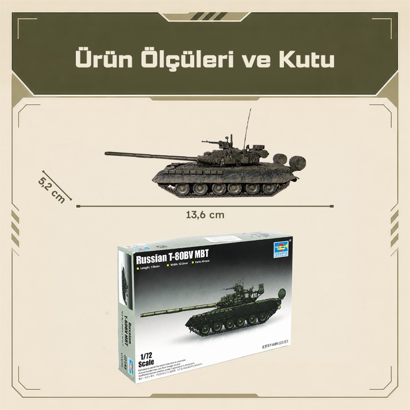 Trumpeter 07145 Russian T-80BV MBT Maket Model Kit