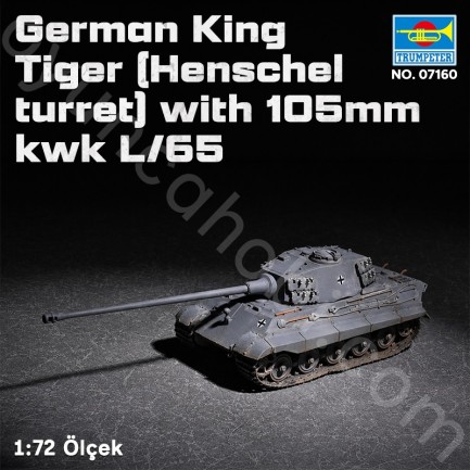 Trumpeter 07160 German King Tiger (Henschel turret) with 105mm kwk L/65 Maket Model Kit - Thumbnail