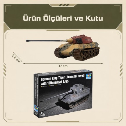 Trumpeter 07160 German King Tiger (Henschel turret) with 105mm kwk L/65 Maket Model Kit - Thumbnail