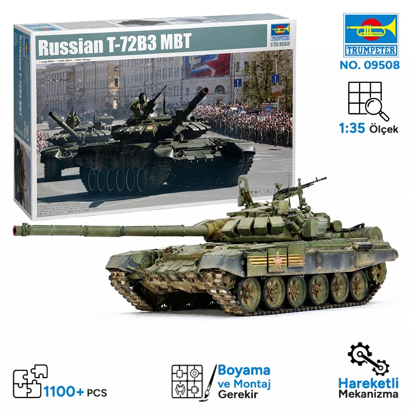Trumpeter 09508 Russian T-72B3 MBT Maket Model Kit