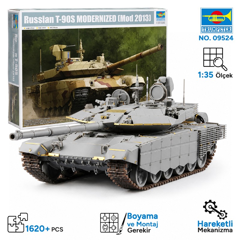 Trumpeter 09524 Russian T-90S MODERNIZED (Mod2013) Maket Model Kit