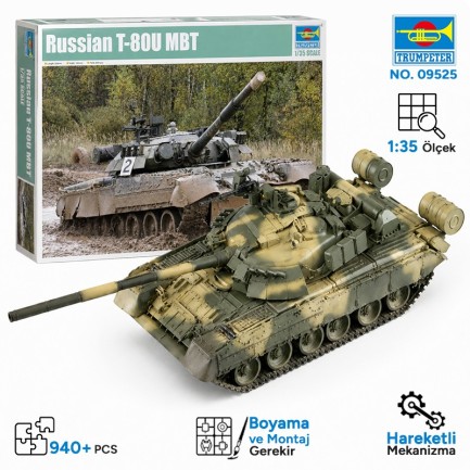 Trumpeter - Trumpeter 09525 Russian T-80U MBT Maket Model Kit