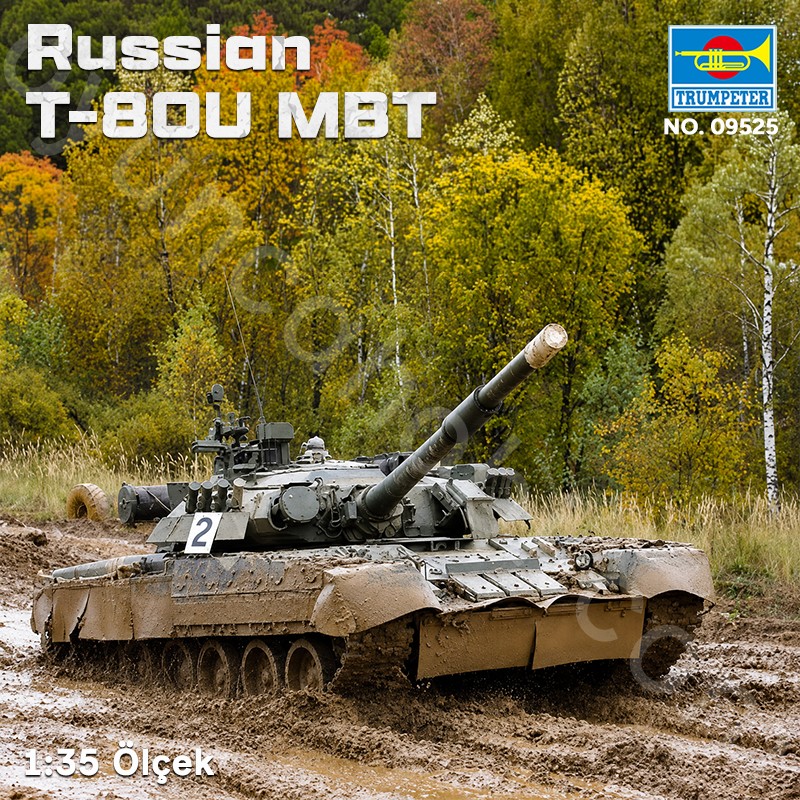 Trumpeter 09525 Russian T-80U MBT Maket Model Kit