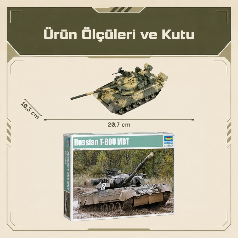 Trumpeter 09525 Russian T-80U MBT Maket Model Kit