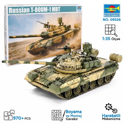 Trumpeter - Trumpeter 09526 Russian T-80UM-1 MBT Maket Model Kit