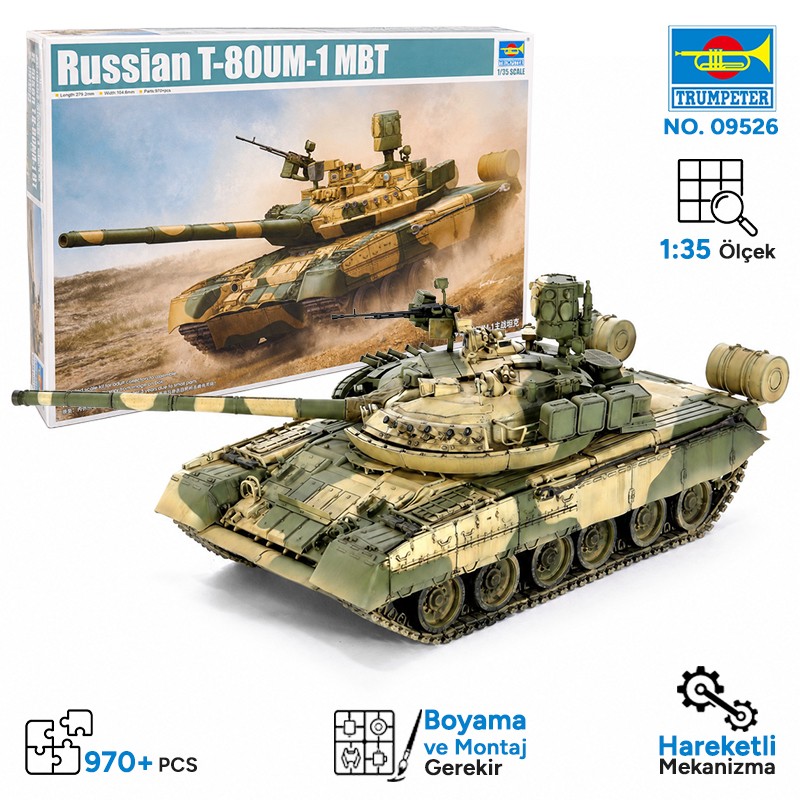 Trumpeter 09526 Russian T-80UM-1 MBT Maket Model Kit