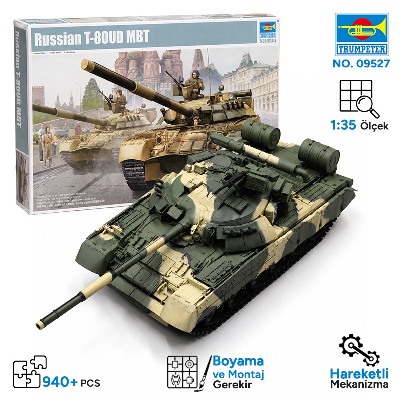 Trumpeter 09527 Russian T-80UD MBT Maket Model Kit