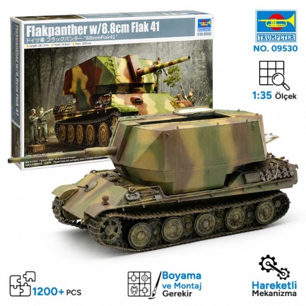 Trumpeter - Trumpeter 09530 Flakpanther w/8.8cm Flak 41 Maket Model Kit