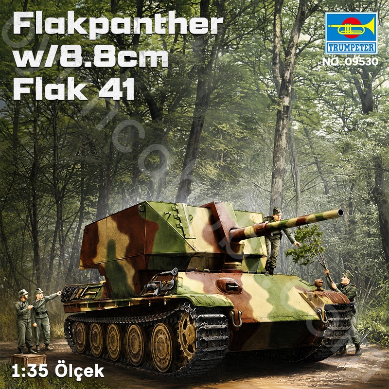 Trumpeter 09530 Flakpanther w/8.8cm Flak 41 Maket Model Kit