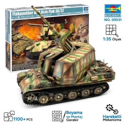 Trumpeter - Trumpeter 09531 Flakpanther w/8.8cm Flak 36/37 Maket Model Kit